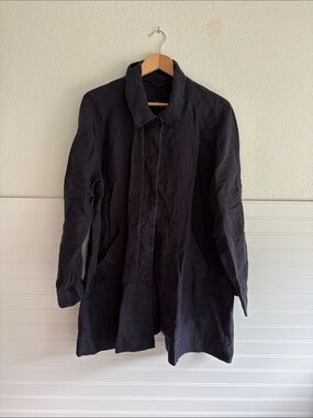 Eileen Fisher Black Long Trench Coat